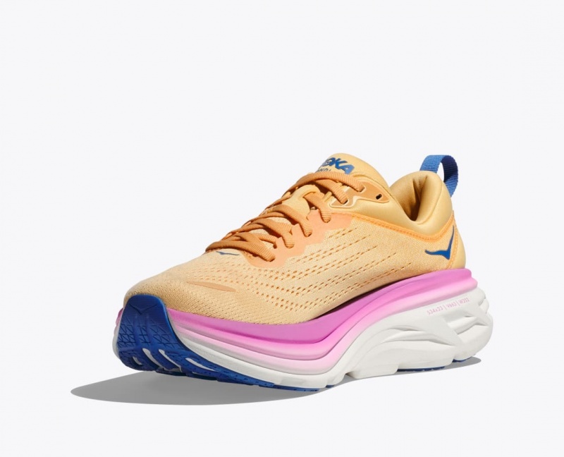 Women's HOKA Bondi 8 Running Shoes Light Orange / Pink | 926-ZMHVXE