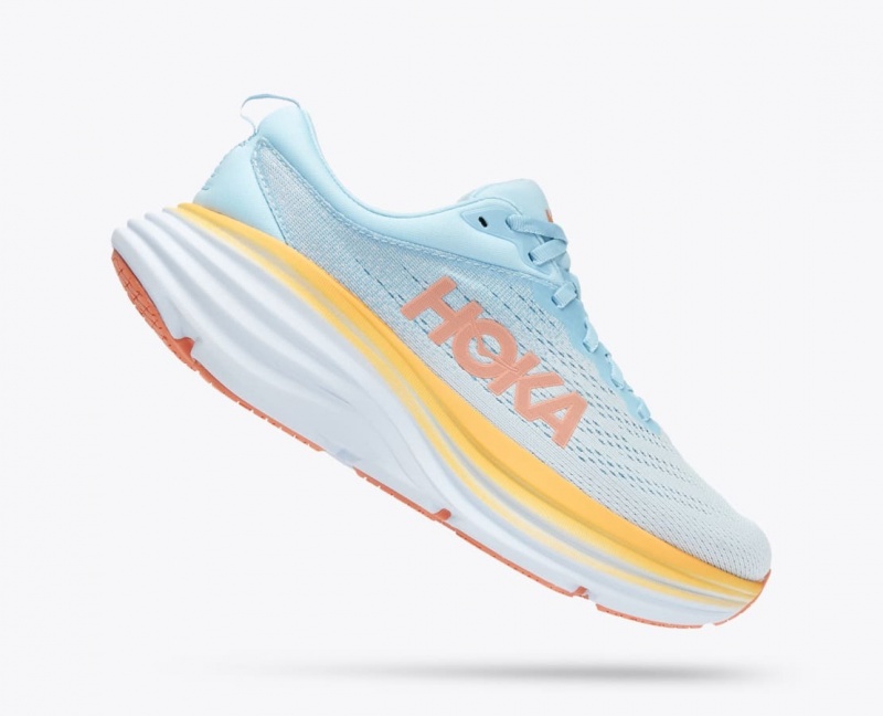 Women's HOKA Bondi 8 Running Shoes Light Blue | 105-SFQUBH