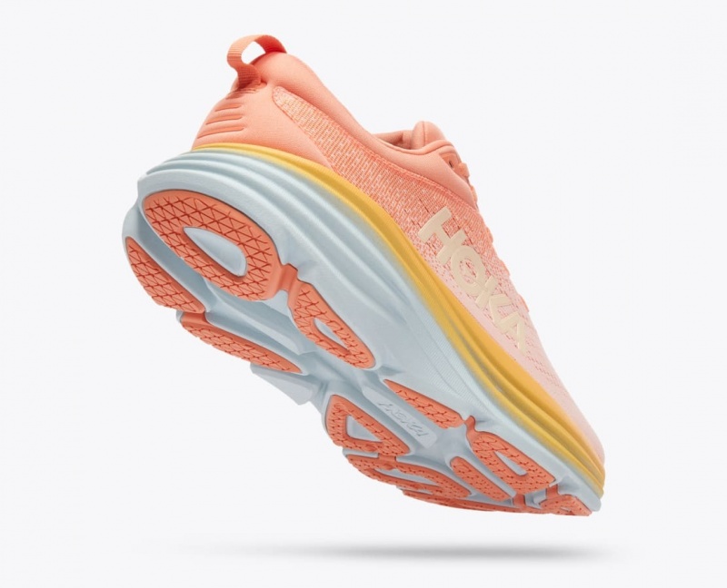 Women's HOKA Bondi 8 Running Shoes Light Coral | 358-XZGHFB