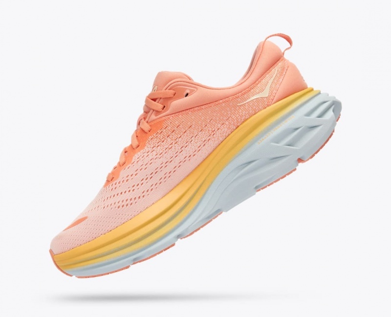 Women's HOKA Bondi 8 Running Shoes Light Coral | 358-XZGHFB