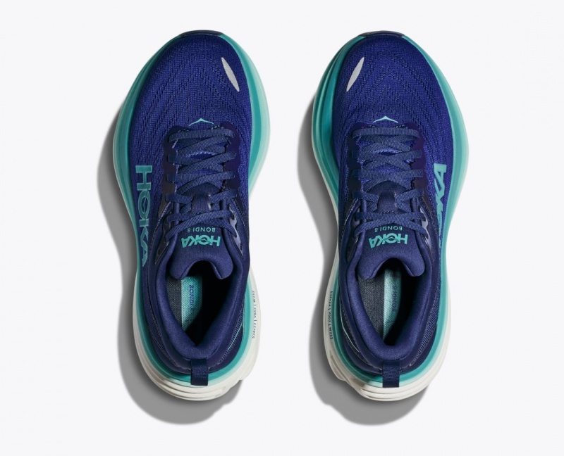 Women's HOKA Bondi 8 Running Shoes Navy / Turquoise | 729-HNTZOB