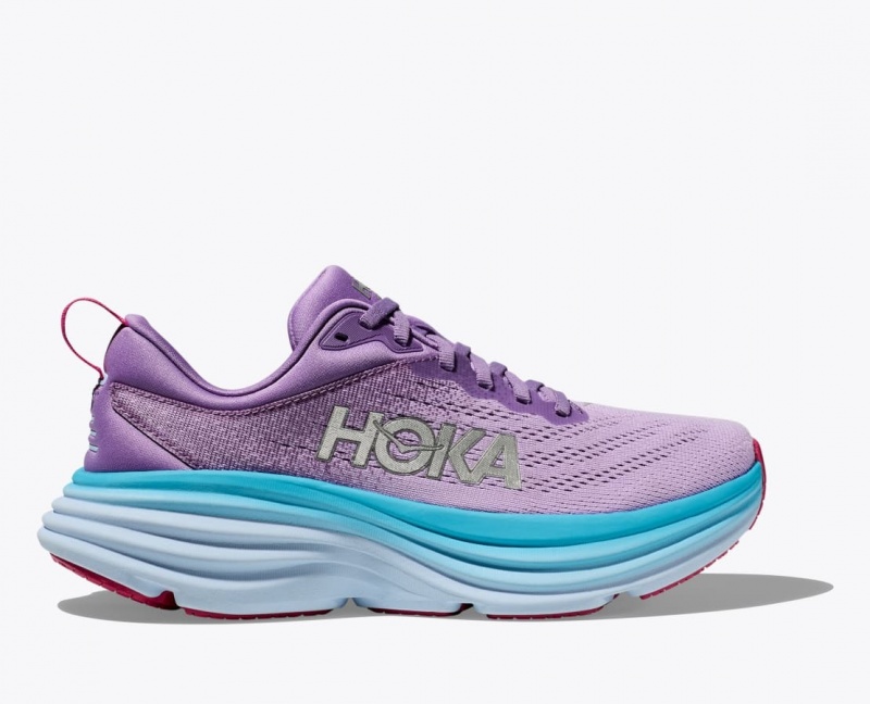 Women\'s HOKA Bondi 8 Running Shoes Purple / Blue | 659-AXOCLU