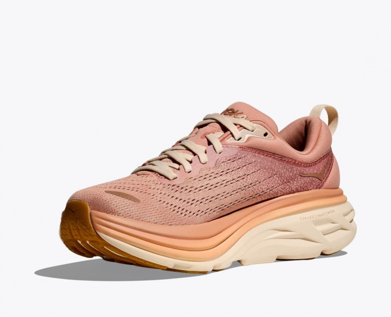 Women's HOKA Bondi 8 Running Shoes Rose Gold | 065-FARZNK