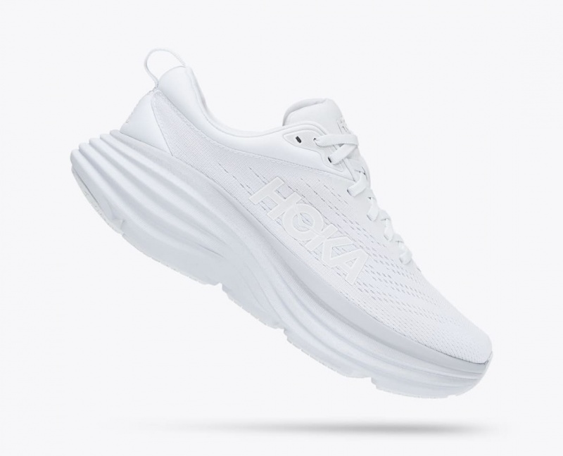 Women's HOKA Bondi 8 Running Shoes White | 938-VCXKNH