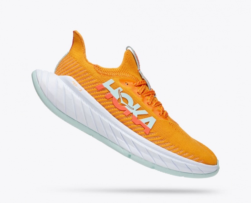 Women's HOKA Carbon X 3 Running Shoes Orange / Coral | 643-FJCOTN