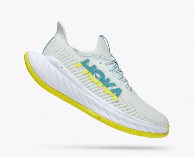 Women's HOKA Carbon X 3 Running Shoes White / Green | 518-GZOCIW