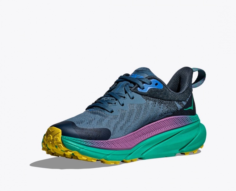 Women's HOKA Challenger 7 GTX Trail Running Shoes Dark Blue | 962-IMALKS