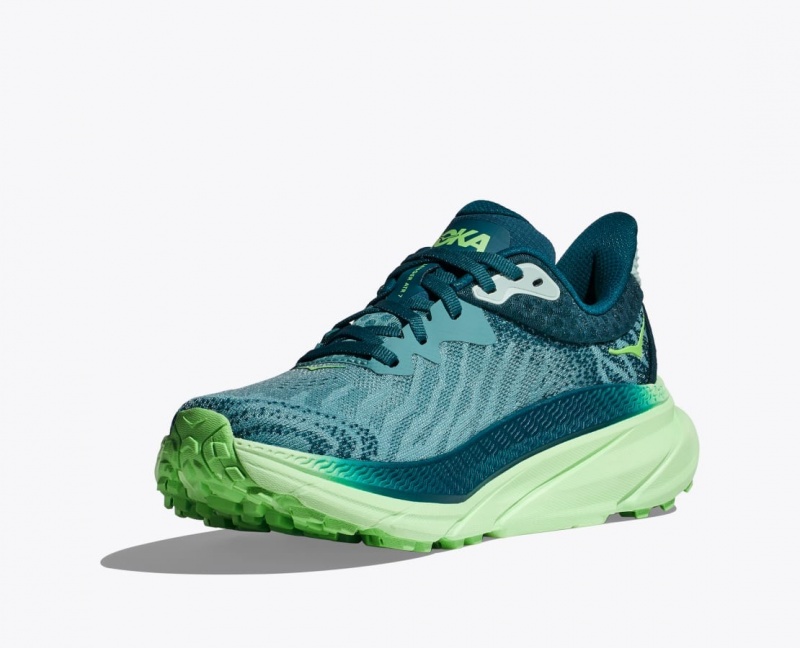 Women's HOKA Challenger 7 Trail Running Shoes Green | 901-YWOLBZ