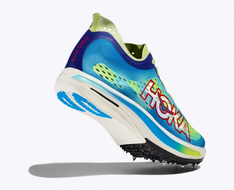 Women's HOKA Cielo FLYX Track Spikes Green / Blue | 941-NEFHWL