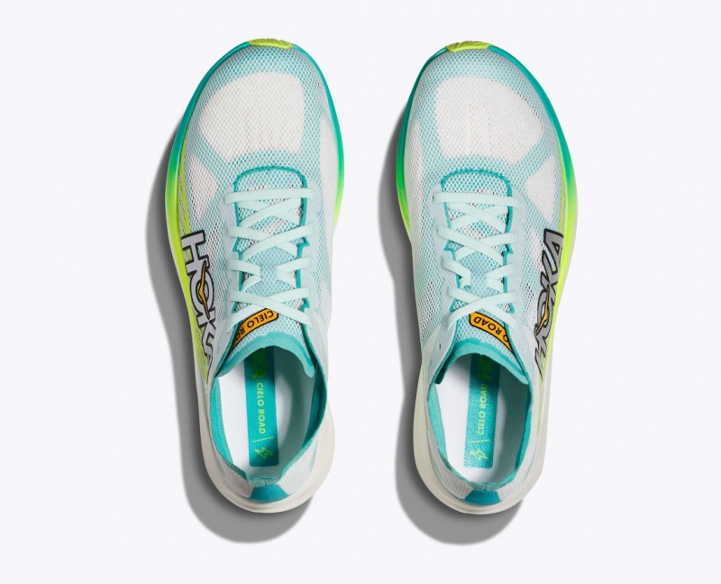 Women's HOKA Cielo Road Running Shoes White / Turquoise | 781-TUFOWR