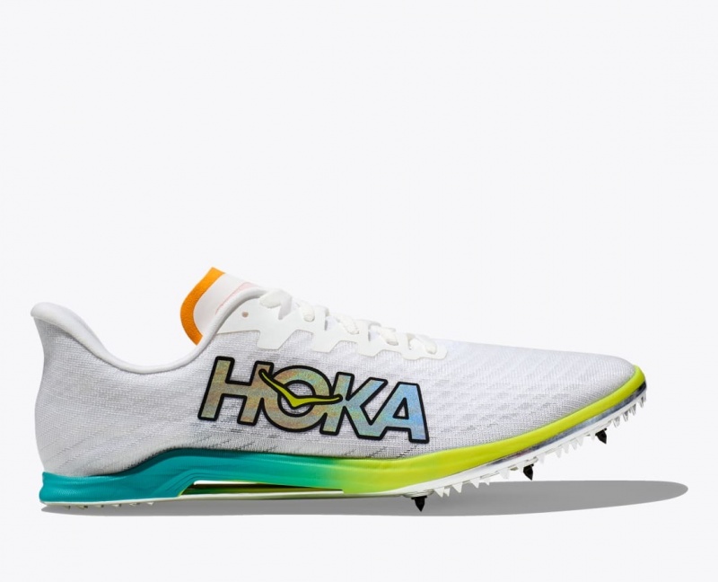 Women\'s HOKA Cielo X 2 MD Track Spikes White / Grey | 857-CKHVSJ