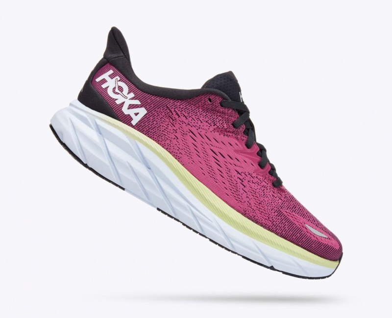 Women's HOKA Clifton 8 Running Shoes Light Burgundy | 175-KVRXCO