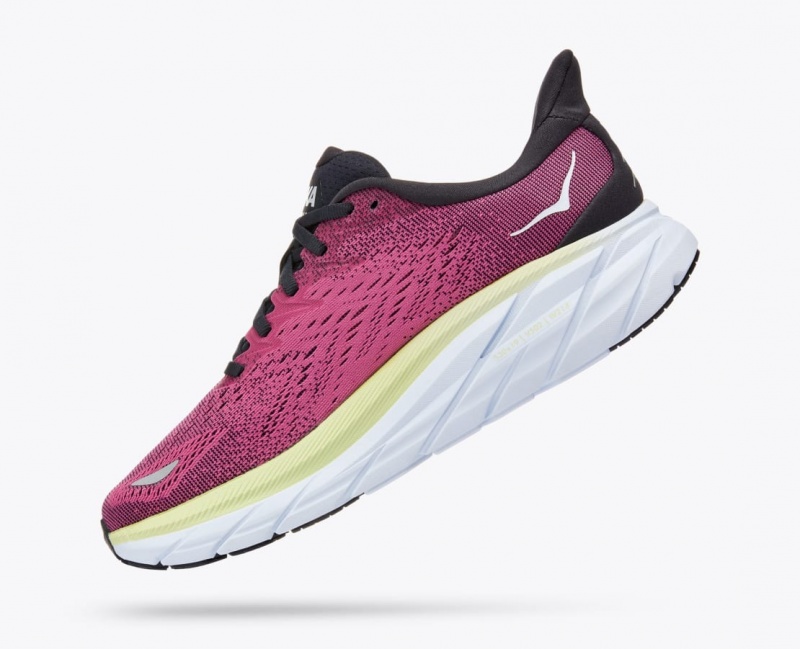 Women's HOKA Clifton 8 Running Shoes Light Burgundy | 175-KVRXCO