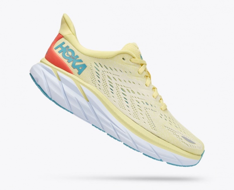 Women's HOKA Clifton 8 Running Shoes Light Yellow | 548-JUSXVK