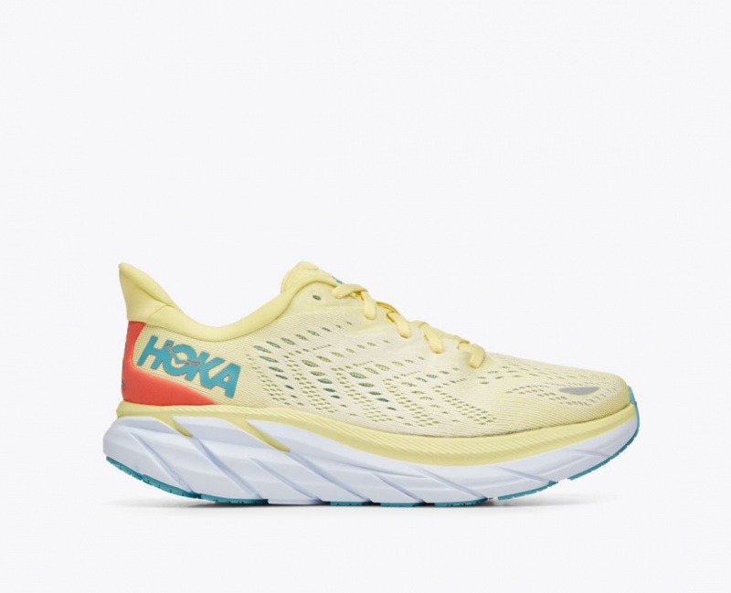 Women\'s HOKA Clifton 8 Running Shoes Light Yellow | 548-JUSXVK