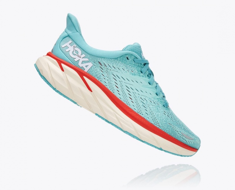 Women's HOKA Clifton 8 Running Shoes Turquoise | 983-ZOQDAR