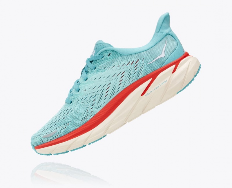 Women's HOKA Clifton 8 Running Shoes Turquoise | 983-ZOQDAR