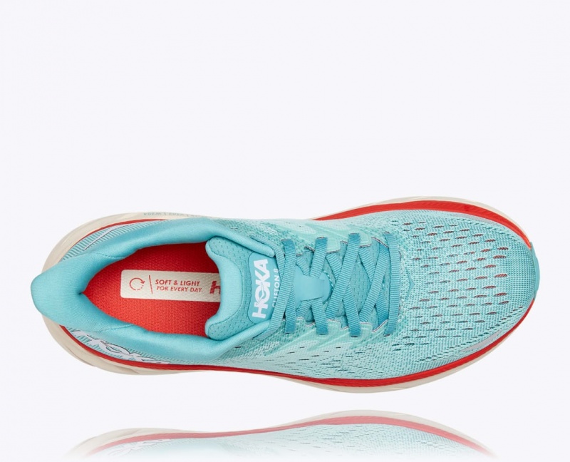 Women's HOKA Clifton 8 Running Shoes Turquoise | 983-ZOQDAR