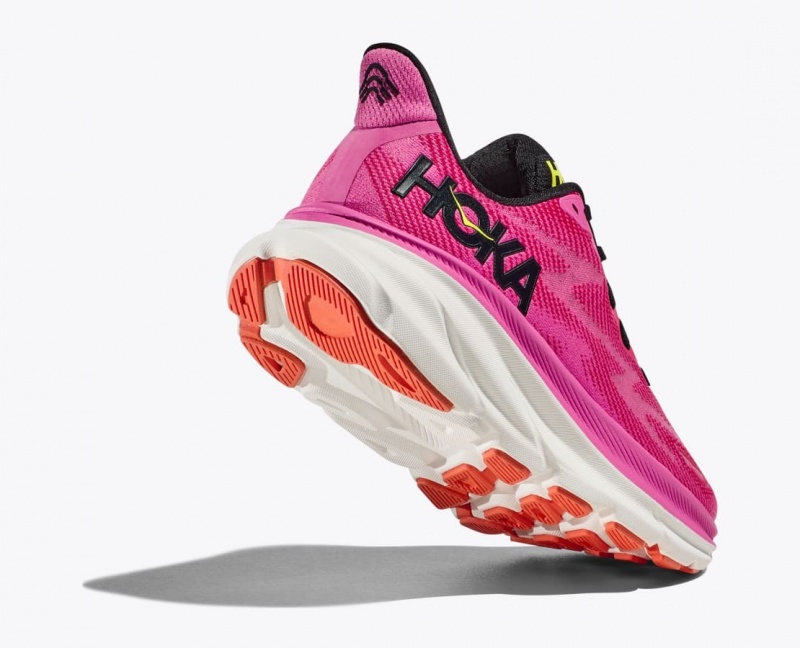 Women's HOKA Clifton 9 Running Shoes Pink / Black | 156-MYKNFP