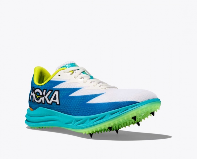 Women's HOKA Crescendo MD Track Spikes White / Blue | 807-QFMOJR