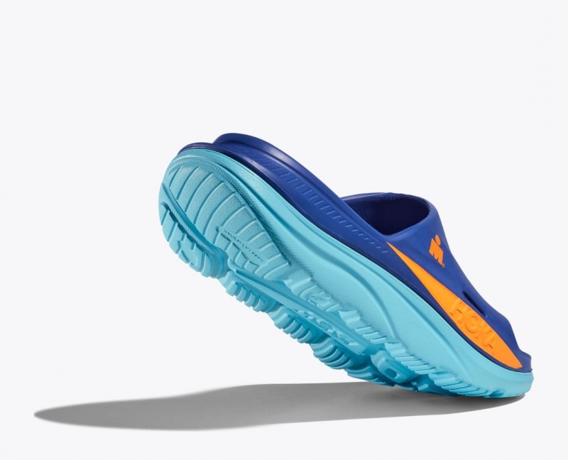 Women's HOKA IRONMAN Ora Recovery Slide Blue | 950-YJZLOM