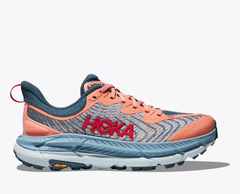 Women\'s HOKA Mafate Speed 4 Trail Running Shoes Grey / Coral | 594-IDWZLR