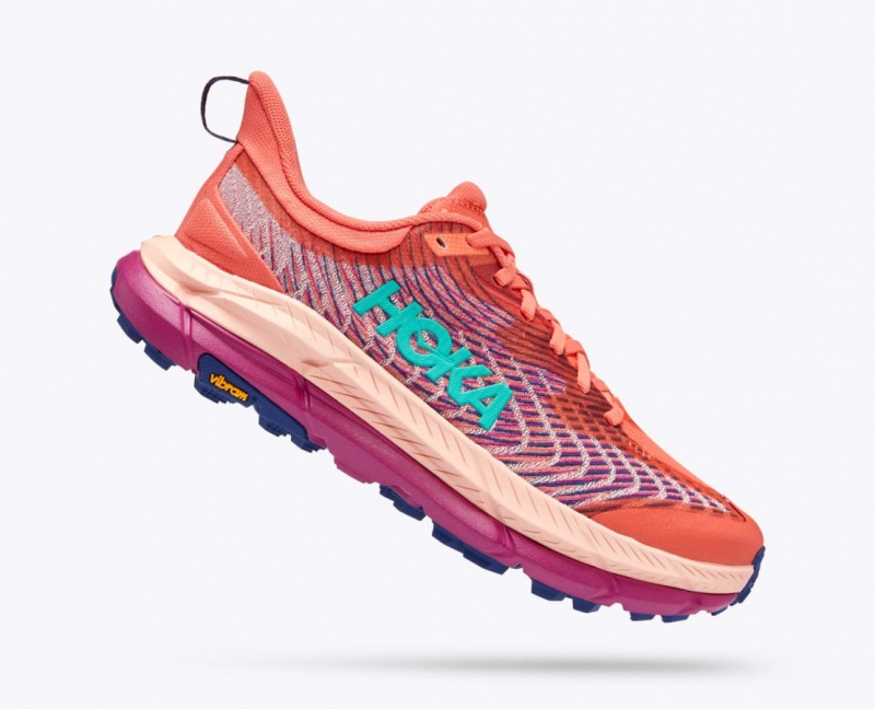 Women's HOKA Mafate Speed 4 Trail Running Shoes Coral / Red | 487-PQUMTC