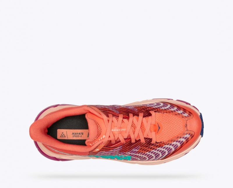 Women's HOKA Mafate Speed 4 Trail Running Shoes Coral / Red | 487-PQUMTC