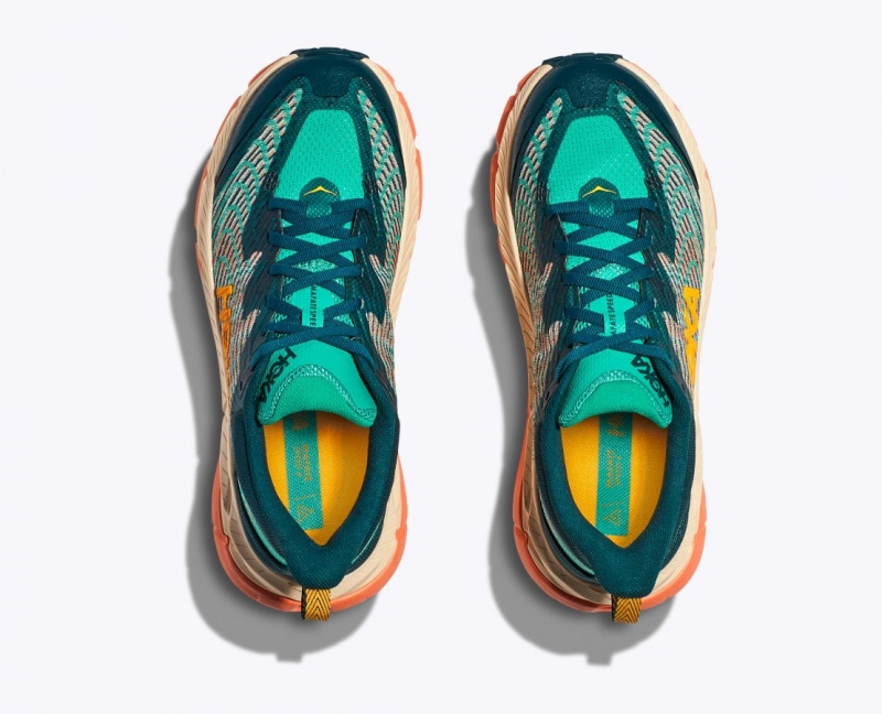 Women's HOKA Mafate Speed 4 Trail Running Shoes Dark Turquoise / Orange | 074-ALHNWG