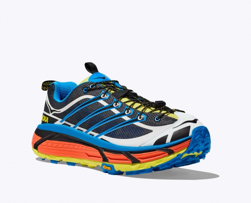 Women's HOKA Mafate Three2 Trail Running Shoes Black / Blue | 718-XTSYHO