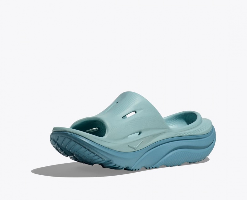 Women's HOKA Ora Recovery 3 Slide Grey Blue | 859-VOAMBU