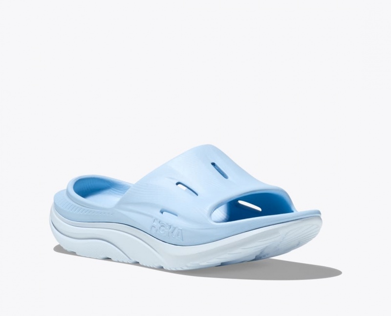 Women's HOKA Ora Recovery 3 Slide Light Blue | 980-HLDUZM