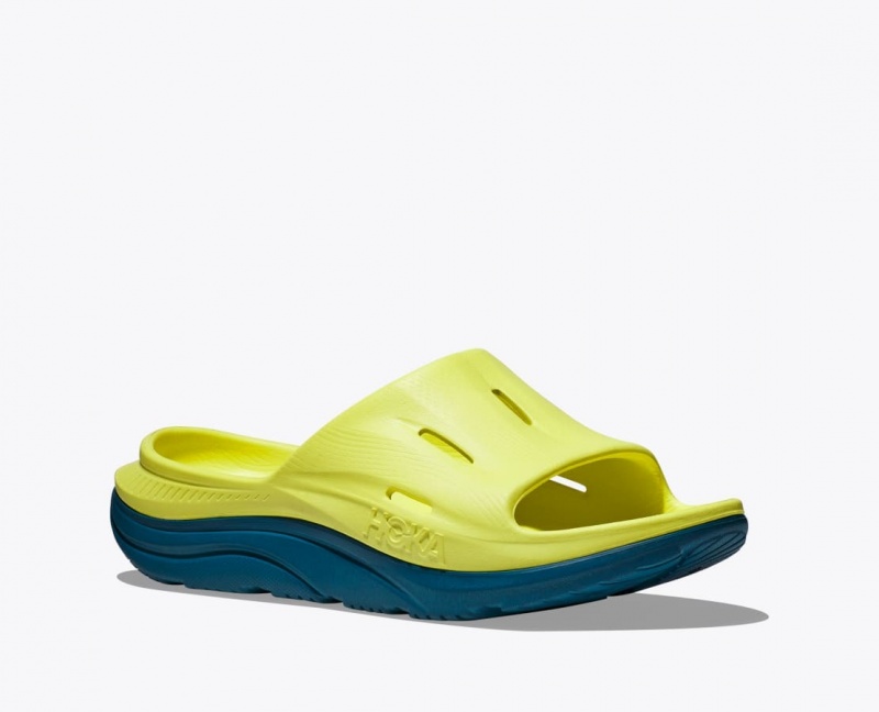 Women's HOKA Ora Recovery 3 Slide Light Green / Dark Green | 402-FDTVNB