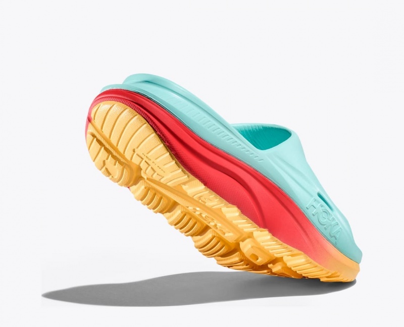 Women's HOKA Ora Recovery 3 Slide Light Turquoise / Orange | 294-SWGCDI