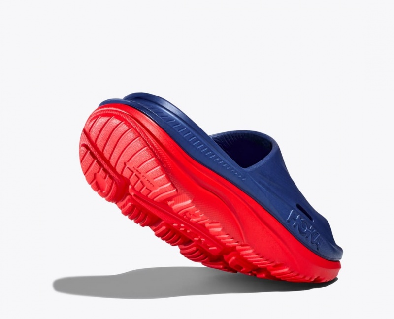 Women's HOKA Ora Recovery 3 Slide Navy / Red | 058-FVWTNR