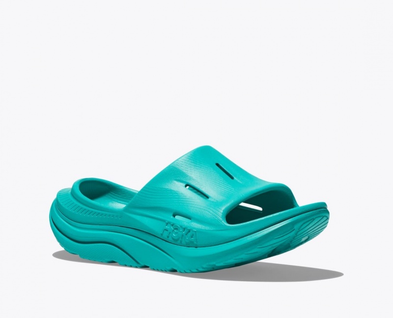 Women's HOKA Ora Recovery 3 Slide Turquoise | 673-LJXGCM