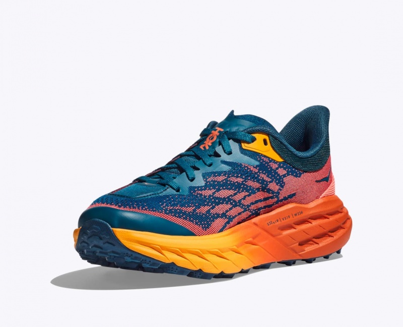 Women's HOKA Speedgoat 5 Trail Running Shoes Dark Blue / Orange | 046-DCTAHU