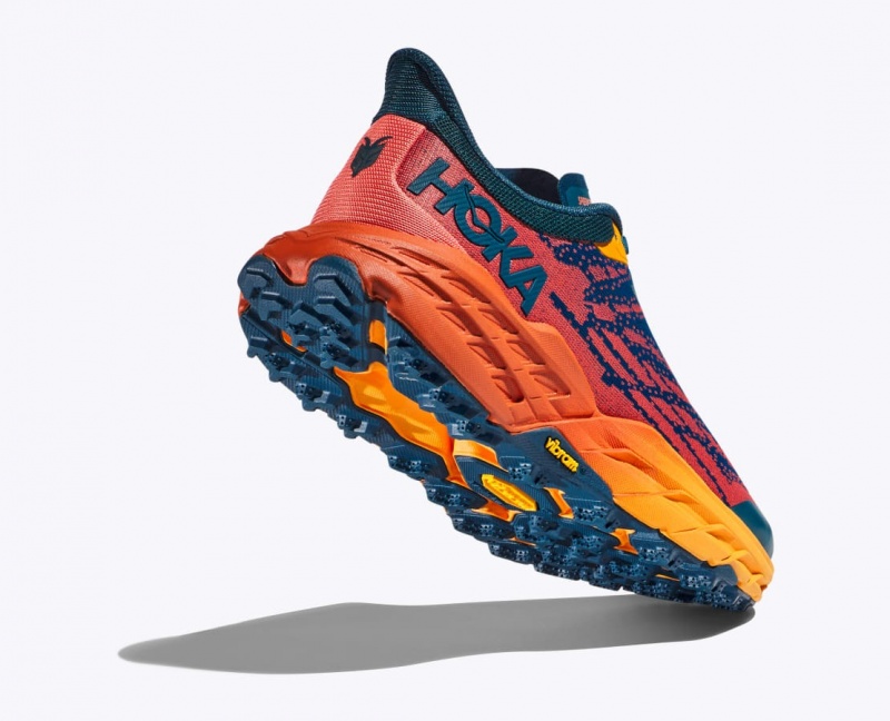 Women's HOKA Speedgoat 5 Trail Running Shoes Dark Blue / Orange | 046-DCTAHU