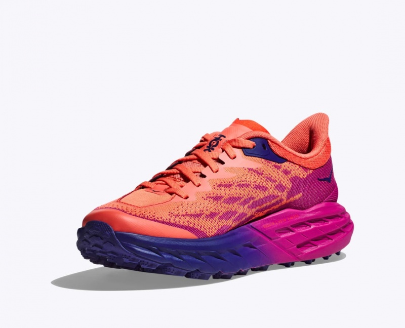 Women's HOKA Speedgoat 5 Trail Running Shoes Orange / Fuchsia | 501-KTGLXQ