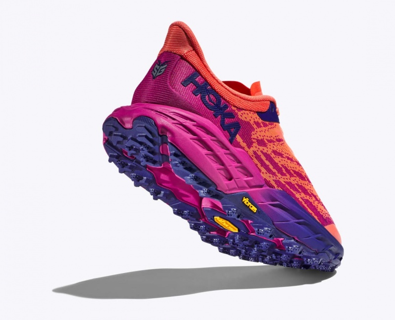 Women's HOKA Speedgoat 5 Trail Running Shoes Orange / Fuchsia | 501-KTGLXQ