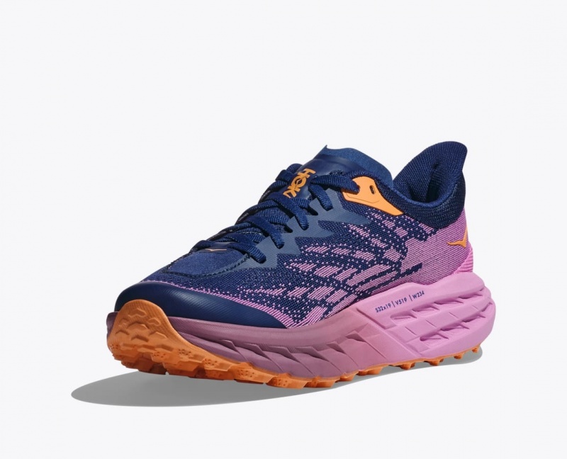 Women's HOKA Speedgoat 5 Trail Running Shoes Navy / Pink | 921-WDMIVU