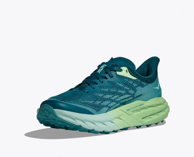 Women's HOKA Speedgoat 5 Trail Running Shoes Blue / Green | 081-QNBVFA